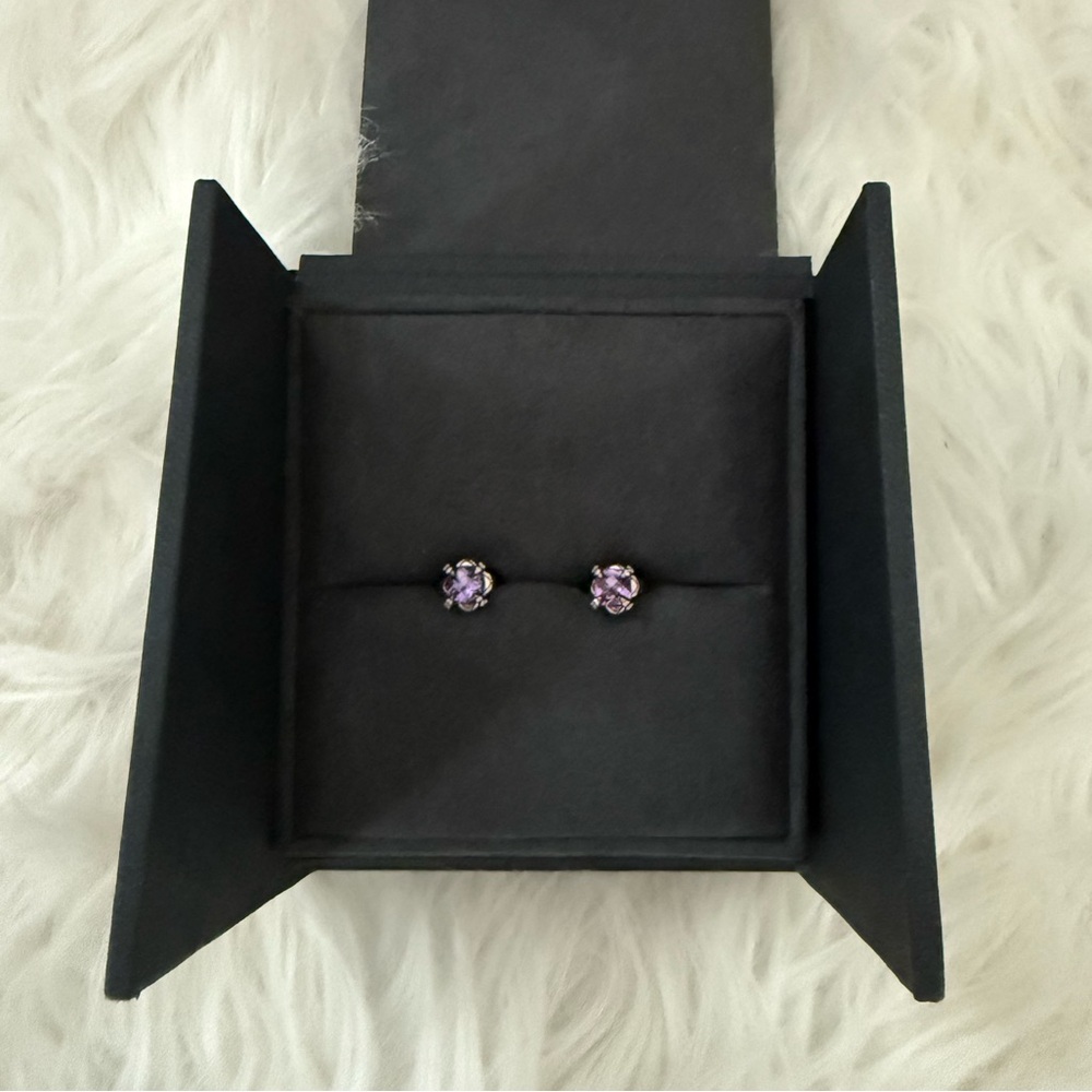 David Yurman Petite Chatelaine Amethyst Stud Earrings in Sterling Silver